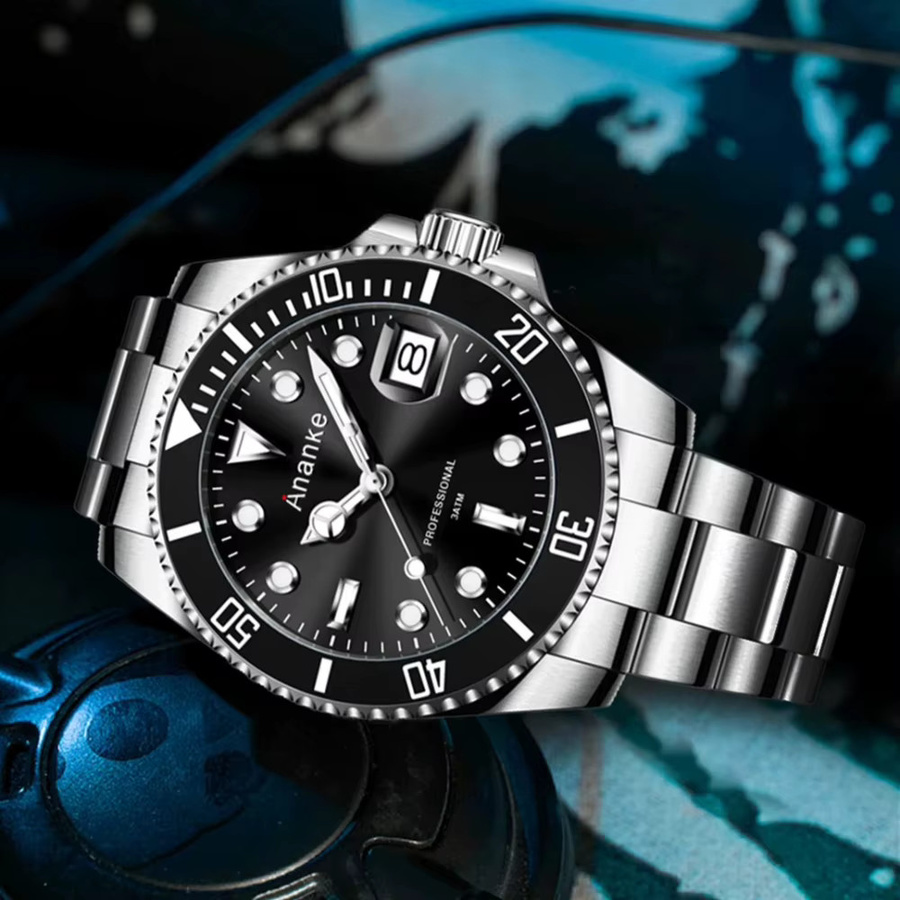 Chronos Armbanduhr Quarz, Edelstahl, Schwarz, Herren - Bild 1