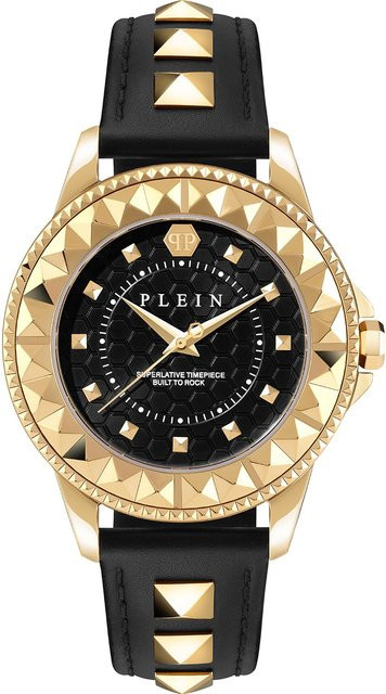 Philipp Plein Damenuhr Rock Couture, Quarz, Edelstahl, 38 mm, Leder, Schwarz - Bild 1