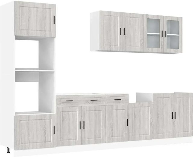 vidaXL 7-teiliges Küchenschrank-Set Kalmar in Grau Sonoma Holzoptik mit Glastüren - Bild 1