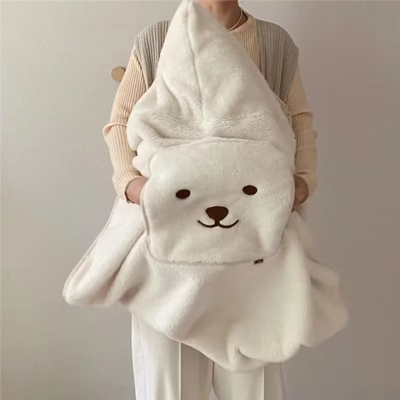 Winddichte Baby Decke aus Korallen-Fleece für Kinderwagen und Neugeborene mit Tierdesign in Braun - Bild 3