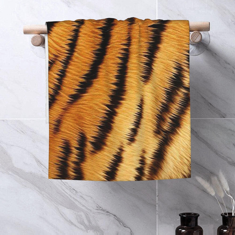 Creative Man Gesichtstuch Tigerfell aus Baumwolle, schnelltrocknend und saugfähig, Multicolor und Weiß, B: 40 cm, H: 60 cm - Bild 2