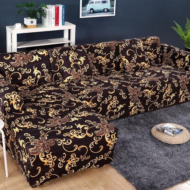 S-EMIGA Elastischer Stretch-Sofabezug für Ecksofas in Floral-Design, Multicolour, Breite: 90-140 cm - Bild 1