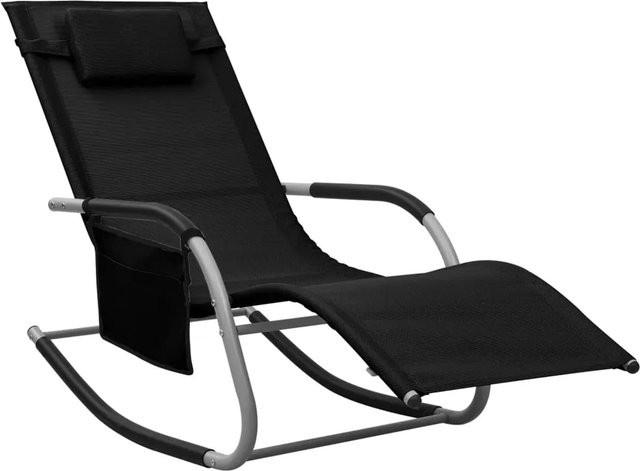 vidaXL Sonnenliege aus Textilene in Schwarz und Grau mit verstellbarer Kopfstütze, B/T/H: 149 x 62 x 88 cm - Bild 1