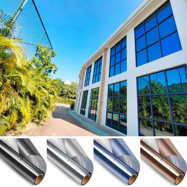 AFDB Sichtschutz-Fensterfolie in Silber und Schwarz, reflektierende Spiegelfolie aus Vinyl zur Hitzekontrolle und als UV-Schutz für dein Heim oder Büro - Bild 1
