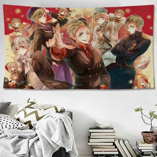 Hetalia World Stars Tapisserie Kunstdruck Mandala Wandteppich im böhmischen Design, Multicolor - Bild 1