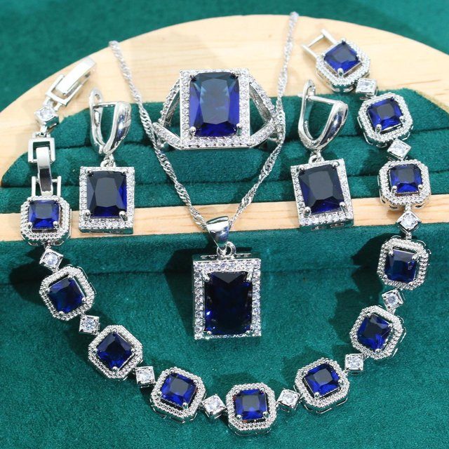 YIRAN Jewelry Schmuckset, Diamant Zirkon, Damen, Blau - Bild 1