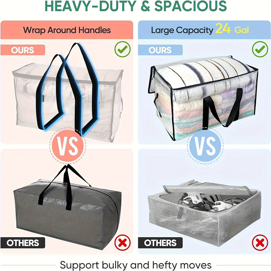 Transparente Aufbewahrungstasche aus Kunststoff mit großem Fassungsvermögen für Kleidung, Decken und Handtaschen, B/H/T: 68 x 38 x 0 cm - Bild 2