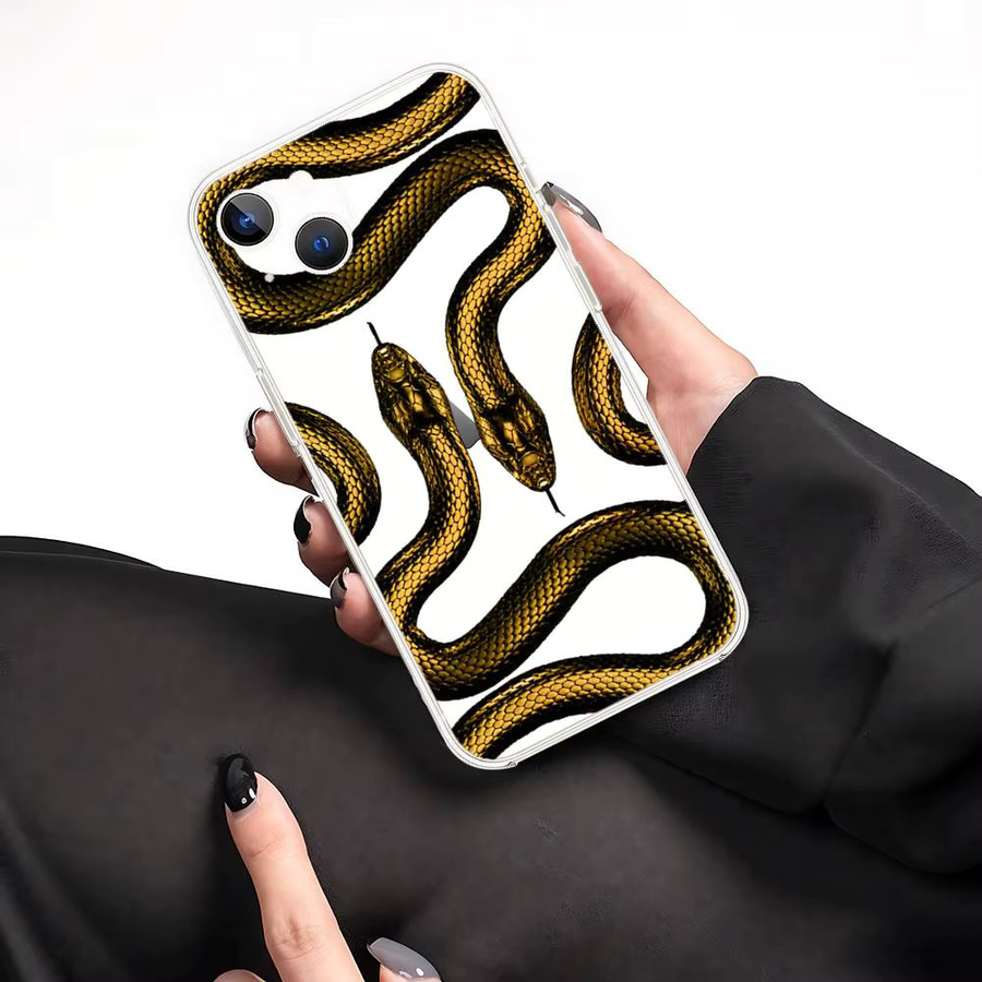 Mesuca Stoßfeste Handyhülle mit goldenem Schlangenmuster für iPhone, Transparent - Bild 4