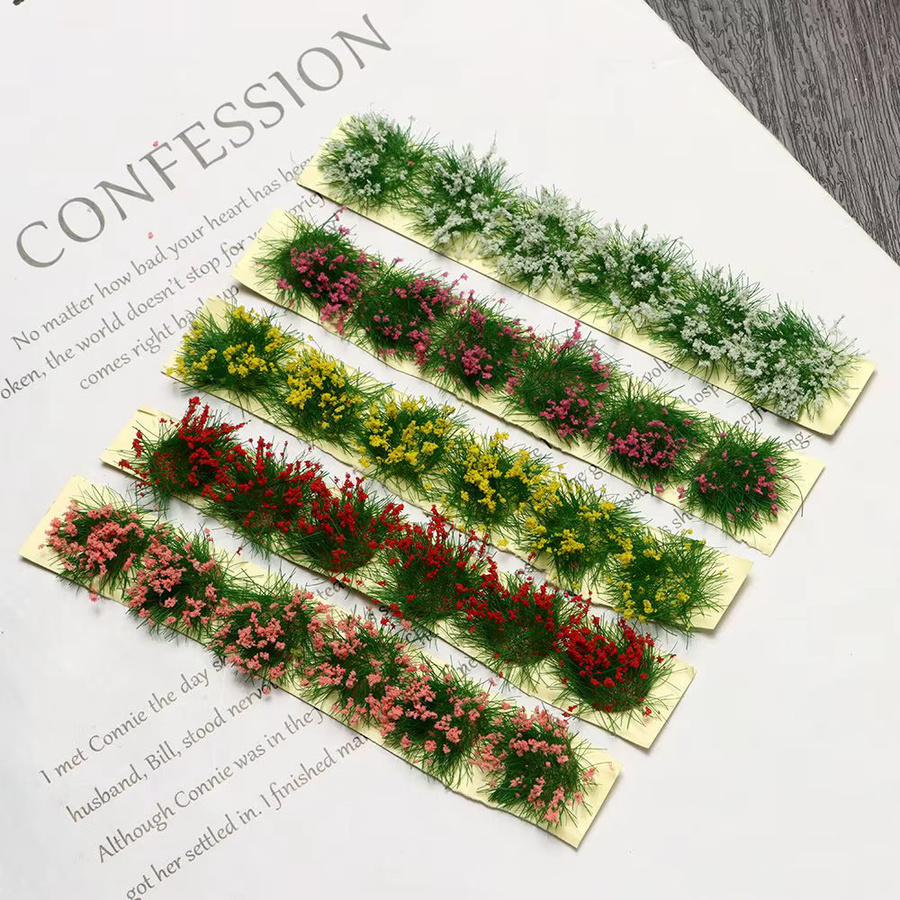 DIY Miniatur Garten Dekor Set mit Grasbüscheln und Blumen für Landschaftsmodelle und Wargame Layouts - Bild 1