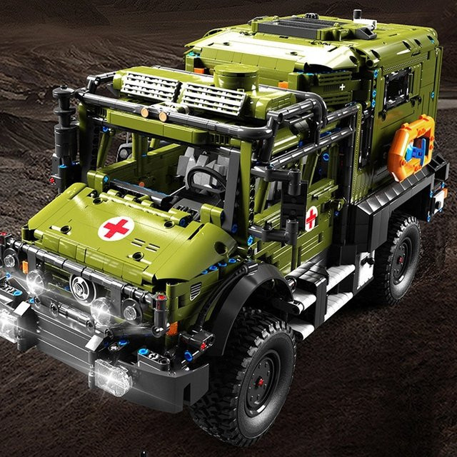 barweer Militärisches Unimog-Rettungsfahrzeug, Baukasten, 3.850 Teile - Bild 1
