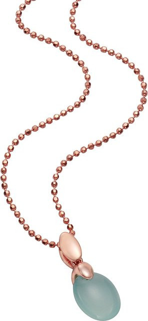 Jamelli Anhänger mit Kette, 925 Silber, rosé vergoldet, Paraiba Chalcedon, Unisex - Bild 1