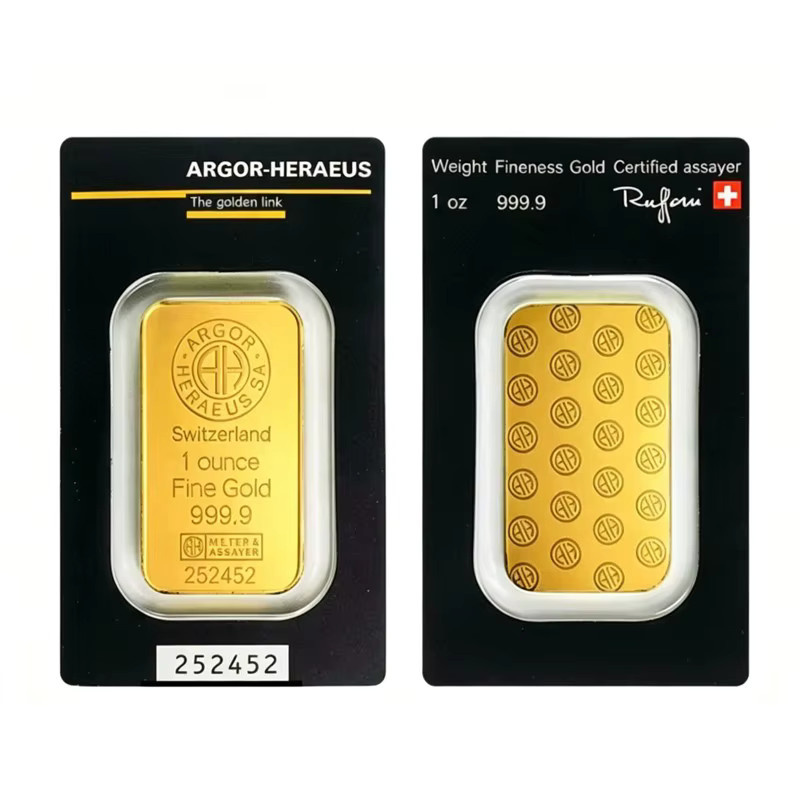Argor Heraeus Goldbarren 1 Unze 24k vergoldetes Messing nichtmagnetisch für Sammler - Bild 5