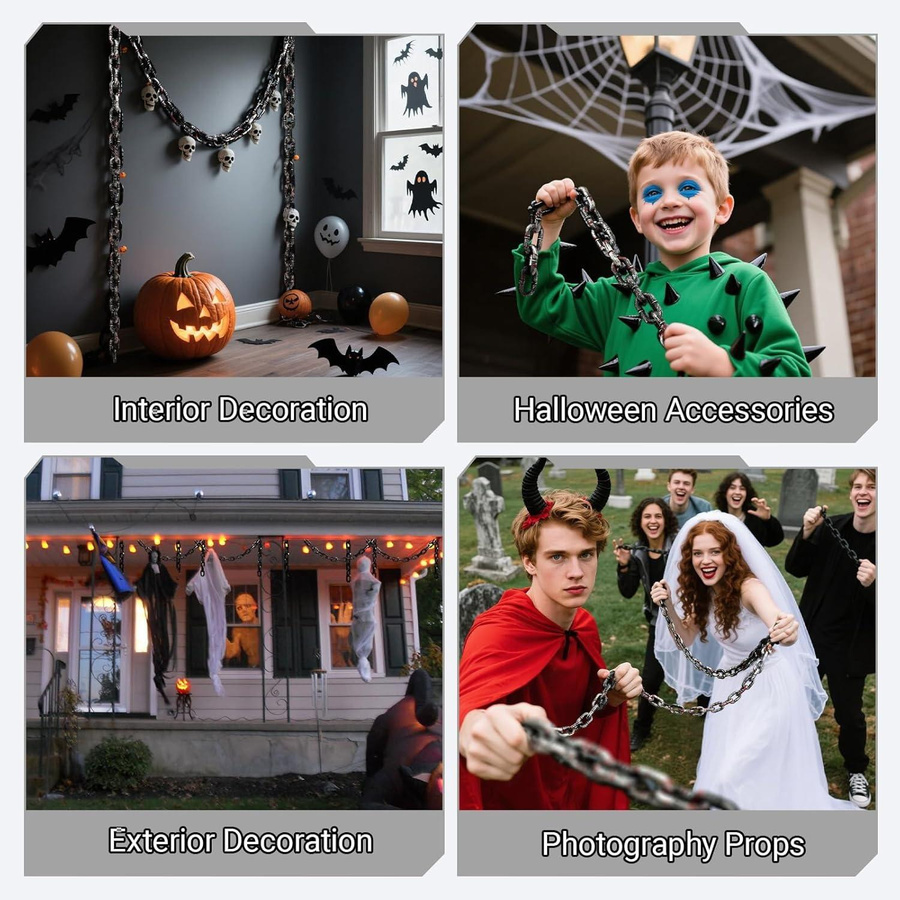 Fashnics Blutige Halloween-Plastikkette als gruselige Kostüm-Requisite und Spukhaus-Dekoration, Länge: 1,8 m - Bild 3