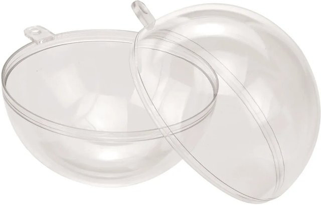 Glorex Weihnachtsschmuck Kunststoff-Kugel teilbar, Farbe: transparent, Durchmesser: 8 cm - Bild 1