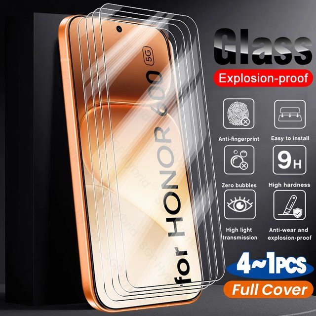 4er-Set Displayschutz aus gehärtetem Glas für Honor 600 Pro 5G, transparent - Bild 1