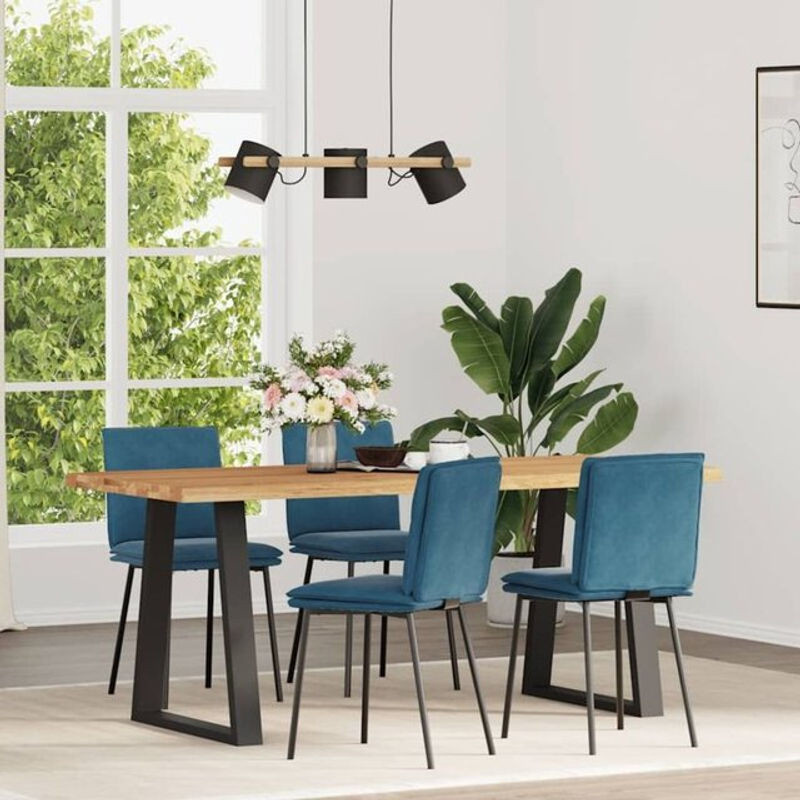 Vidaxl Esszimmerstühle 4er Set in Blau aus Samt und Metall im modernen Design - Bild 1