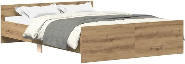 vidaXL Bettgestell Artisan-Eiche in Braun aus Holzwerkstoff und Kiefernholz, B/T/H: 153 x 203 x 50 cm - Bild 1