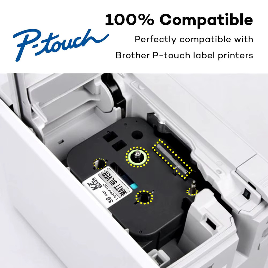 Brother TZE-M961 Etikettenband Schwarz auf Matt Silber, Breite: 36 mm, kompatibel mit PT-P910BT, PT-P900W, PT-800W und PT-P950NW - Bild 4
