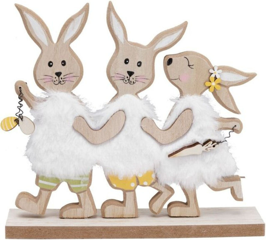 Trendline Dekofigur Osterhase in Braun und Weiß aus Holz und Polyester, Höhe: 18 cm, Breite: 16 cm - Bild 1