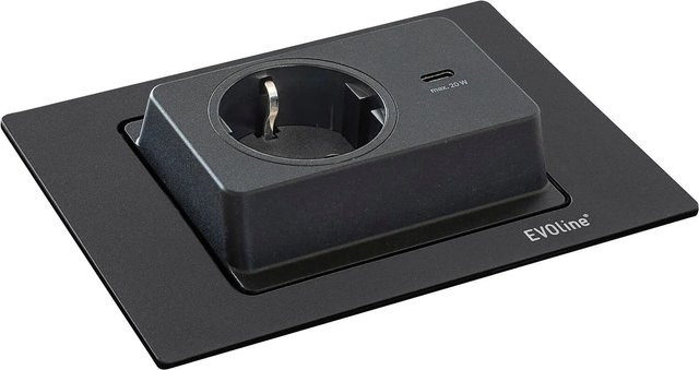 EVOline Spin Versenkbare Steckdose mit USB-C in Schwarz - Bild 1