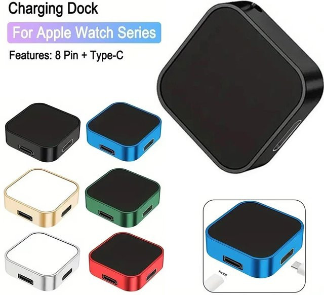 KAFNHCKA Tragbares kabelloses Magnet-Schnellladegerät für Apple Watch Series 10 9 8 7 6 5 4 3 2 1 SE und Ultra 1 2 in Grün - Bild 1