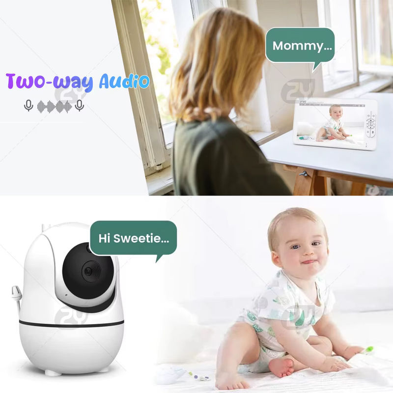 Zysecurity Video-Babyphone mit 7,0 Zoll HD-Split-Bildschirm, 2 Kameras mit Schwenk- und Neigefunktion, 4-fachem Zoom, 2-Wege-Audio, Nachtsicht und 4000 mAh Akku - Bild 6