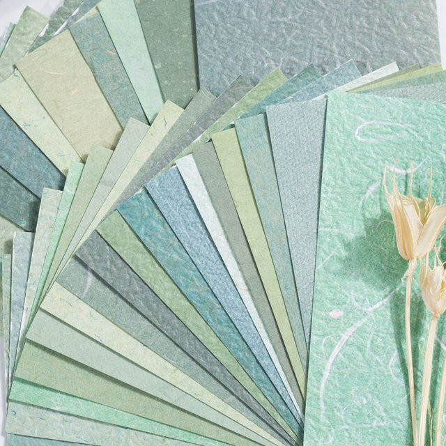 30 Stück dekoratives Strukturpapier in Grün für DIY Scrapbooking und Planer-Gestaltung - Bild 1