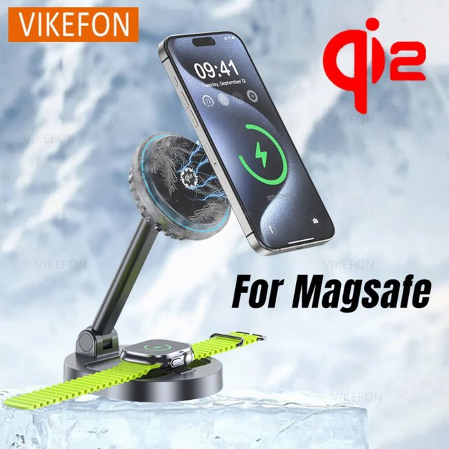 Qi2 3-in-1 Magnetisches kabelloses Ladegerät mit Eiskühlung für Apple iPhone, Apple Watch und AirPods Pro 2 - Bild 1