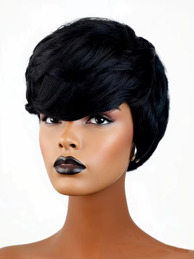 OYM HAIR Kurzhaar-Perücke, Pixie-Schnitt, brasilianisches Remy-Haar, Damen - Bild 2