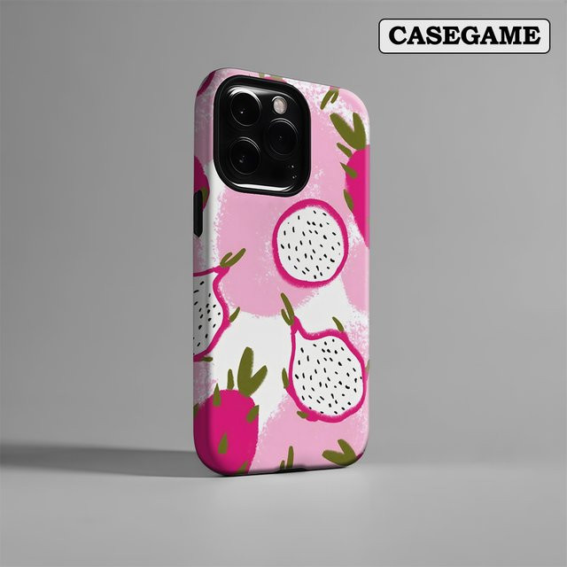 Dragon Fruit Delight Handyhülle für iPhone 17 16 15 14 13 12 Pro Max Plus mit doppelschichtiger Rückseite in Pink - Bild 1