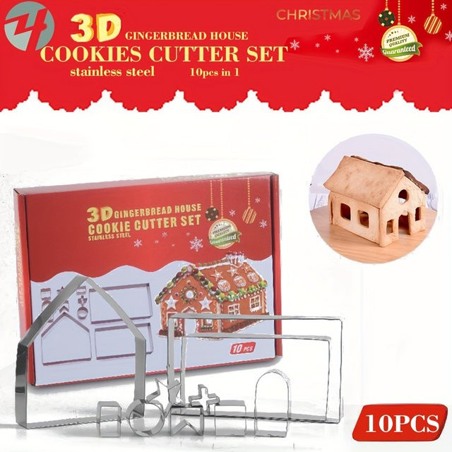 PLYS Ausstechform Lebkuchenhaus aus Edelstahl in Silber für Weihnachtsgebäck - Bild 1