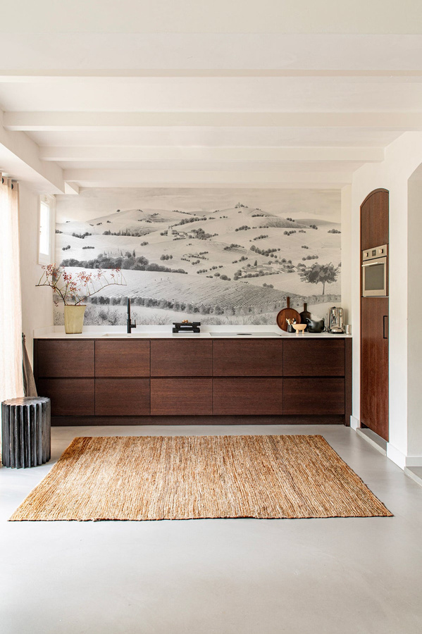 Isidore Leroy Wandtapete Vendanges Mural in Grau aus Vlies mit Naturmotiv - Bild 1