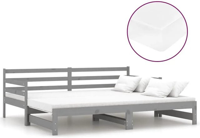 vidaXL Ausziehbares Tagesbett aus Massivholz Kiefer in Grau und Weiß, B/T/H: 183 x 203 x 69 cm - Bild 1