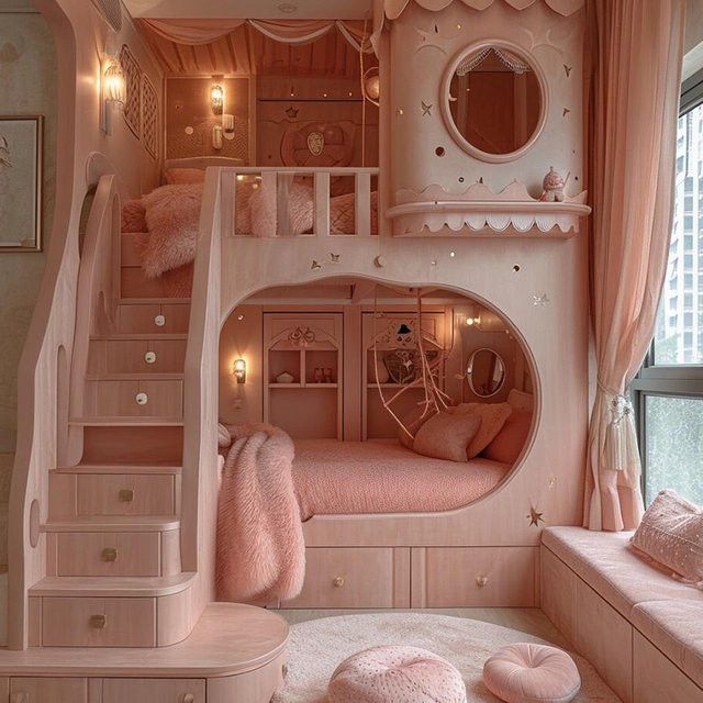 DUTRIEUX Kinderbett Geländer für Kleinkinder in Pink im Prinzessin Schloss Design - Bild 1