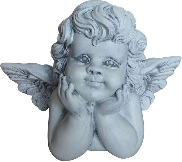 Relaxdays Grabengel aus Polyresin in Grau, wetterfest und frostfest, B/T/H: 31 x 40 x 22 cm - Bild 1
