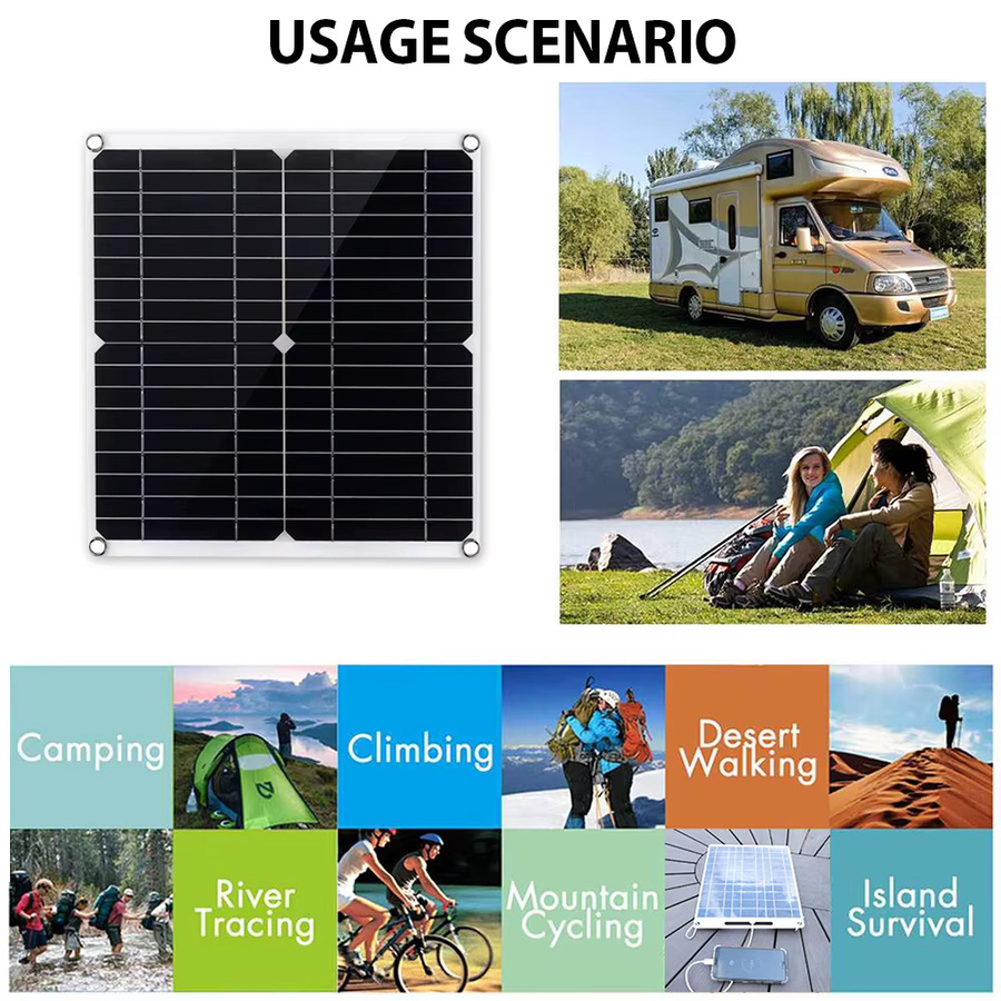 SOECOPO Solarsystem-Kit mit 2x300W Solarmodulen, 10000W Peak, Wechselrichter AC 110V/220V und 100A Laderegler, Schwarz - Bild 2
