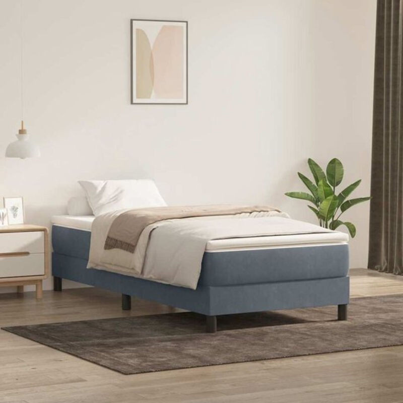 VIDAXL Boxspringbett mit Matratze aus Samt in Anthrazit und Weiß, B/T/H: 80 x 210 x 25 cm - Bild 1