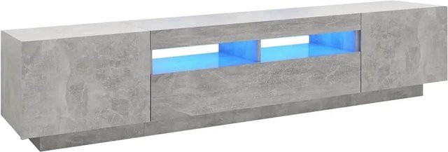 vidaXL TV-Schrank mit LED-Leuchten in Betongrau, modern, B/T/H: 200 x 35 x 40 cm - Bild 1