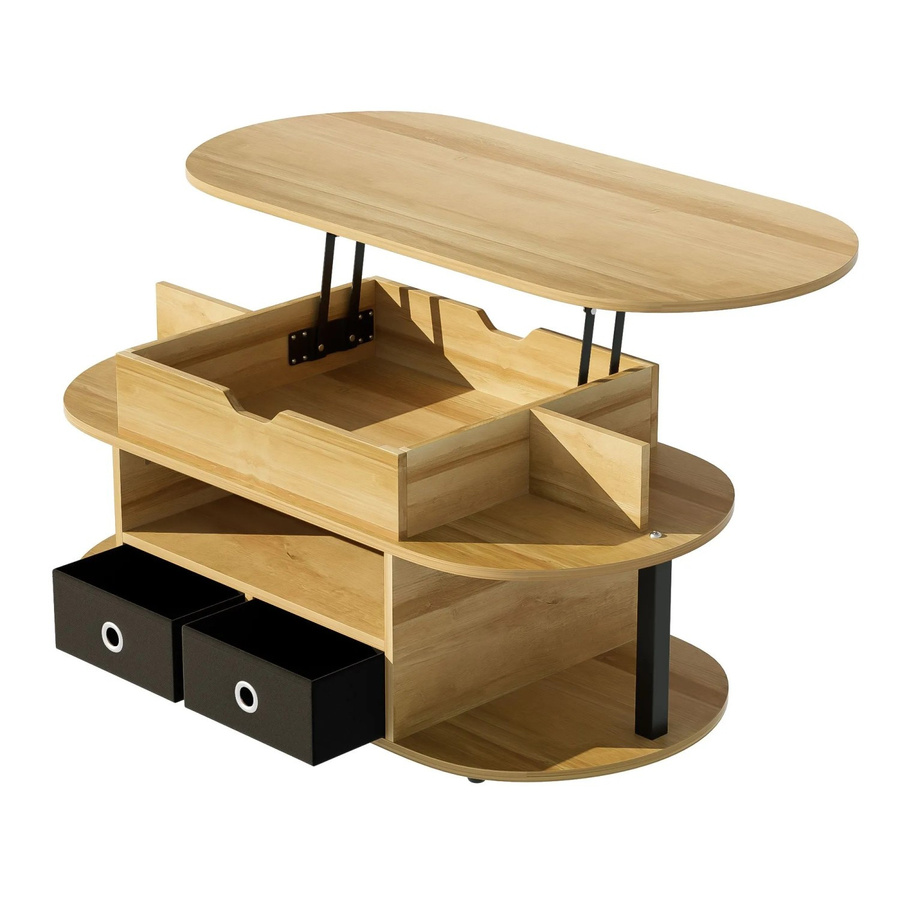 Couchtisch PXloue mit Hebefunktion und Stauraum in Schwarz oder Braun, B/T/H: 105 x 50 x 45 cm - Bild 2