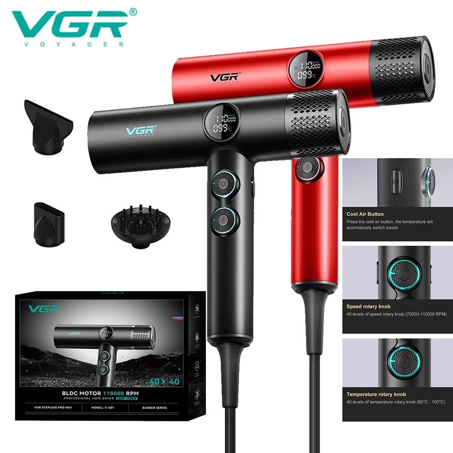 VGR Haartrockner V-401, Schwarz-Rot, Unisex - Bild 5