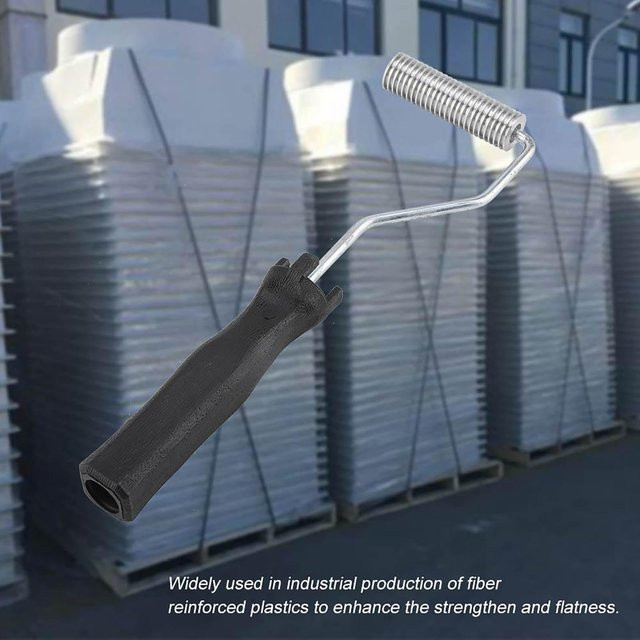 Blasenlaminierrolle aus Aluminiumlegierung und Fiberglas mit ABS-Griff für GFK und FRP Harzarbeiten, grau, B: 21 mm, L: 75 mm - Bild 1