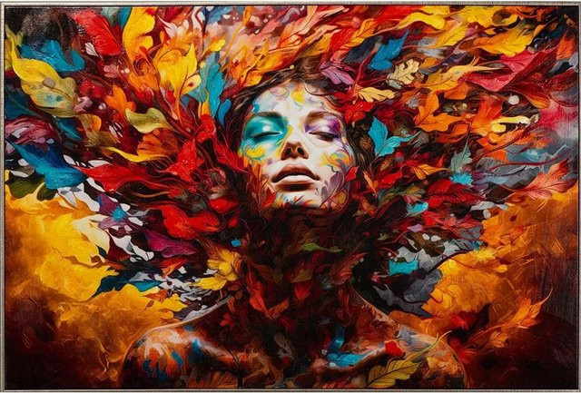 Art Universe Leinwandbild Dream of Leaves Modern Botanical Illustration Multicolour B: 81 cm, H: 121 cm - Bild 1