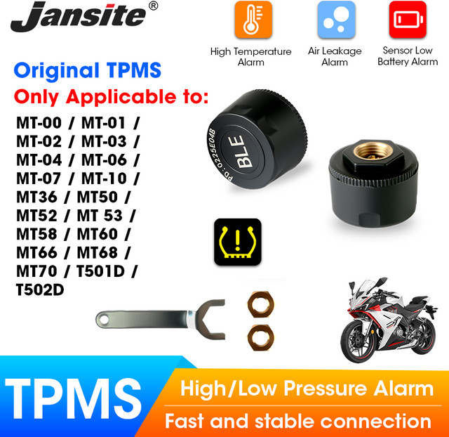 Jansite Motorrad Reifendruckkontrollsystem TPMS mit Temperaturwarnanzeige in Schwarz - Bild 1