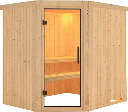 Karibu Sauna Maardu für 3 Personen aus Fichtenholz in Beige, B/T/H: 198 x 196 x 170 cm - Bild 1