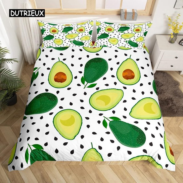 Binchi Outdoor Product Avocado Bettwäsche-Set mit tropischem Frucht-Design, B/H: 135 x 200 cm - Bild 1