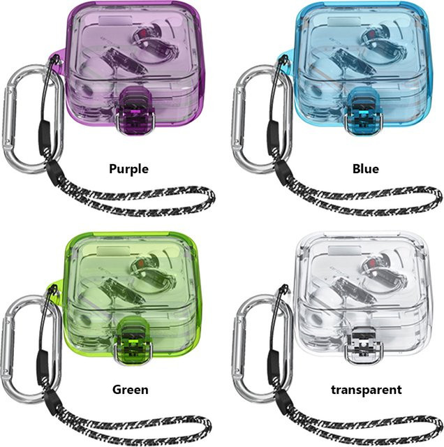 Nothing Ear 2 Schutzhülle, transparent in Bonbonfarben, wasserdichte Kopfhörer-Abdeckung mit Lanyard-Haken und Fallschutz - Bild 1