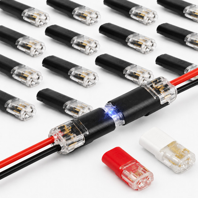 D2 2-Pin Wasserdichte Schnellverbinder Kabelstecker für Auto-LED-Niederspannungsverkabelung in Rot und Schwarz - Bild 1