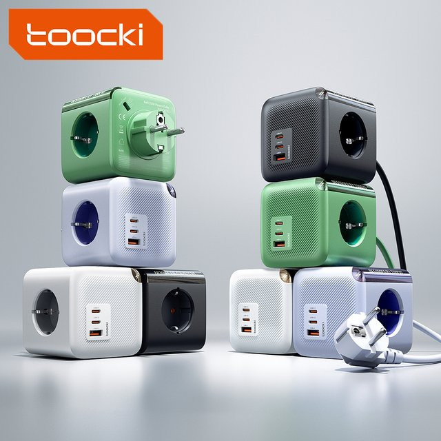Toocki GaN Steckdosenleiste in Weiß mit 4 AC-Steckdosen, 2 USB-Anschlüssen und 1 USB-C-Anschluss, 33 W PPS, QC3.0, PD20 W und Überlastschutz - Bild 1