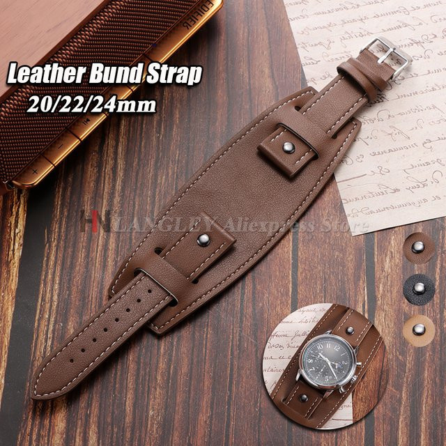 Uhrenarmband Langley Leder, Vintage, Herren, Dunkelbraun Schwarz hellbraun - Bild 1