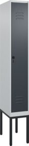 C+P Spind Classic PLUS Garderobenschrank aus Stahl mit 1 Abteil, Sicherheits-Drehriegel und 3 Garderobenhaken, Farbe: Grau, H x B x T: 212 x 30 x 50 cm - Bild 1